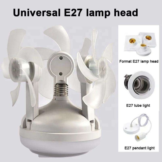 LEO Ceiling Fan with Light Remote Control Lamp for Entryway Living Room Bathroom 4 Heads Fan 55cm (White)