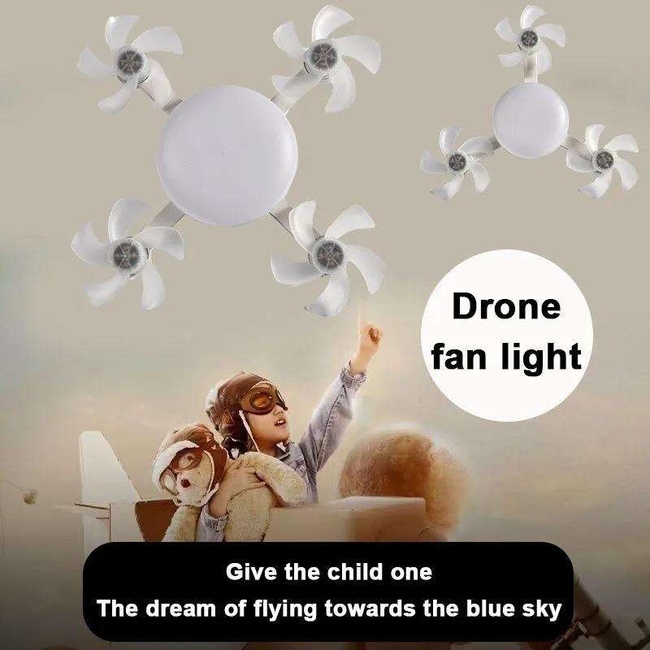 LEO Ceiling Fan with Light Remote Control Lamp for Entryway Living Room Bathroom 4 Heads Fan 55cm (White)